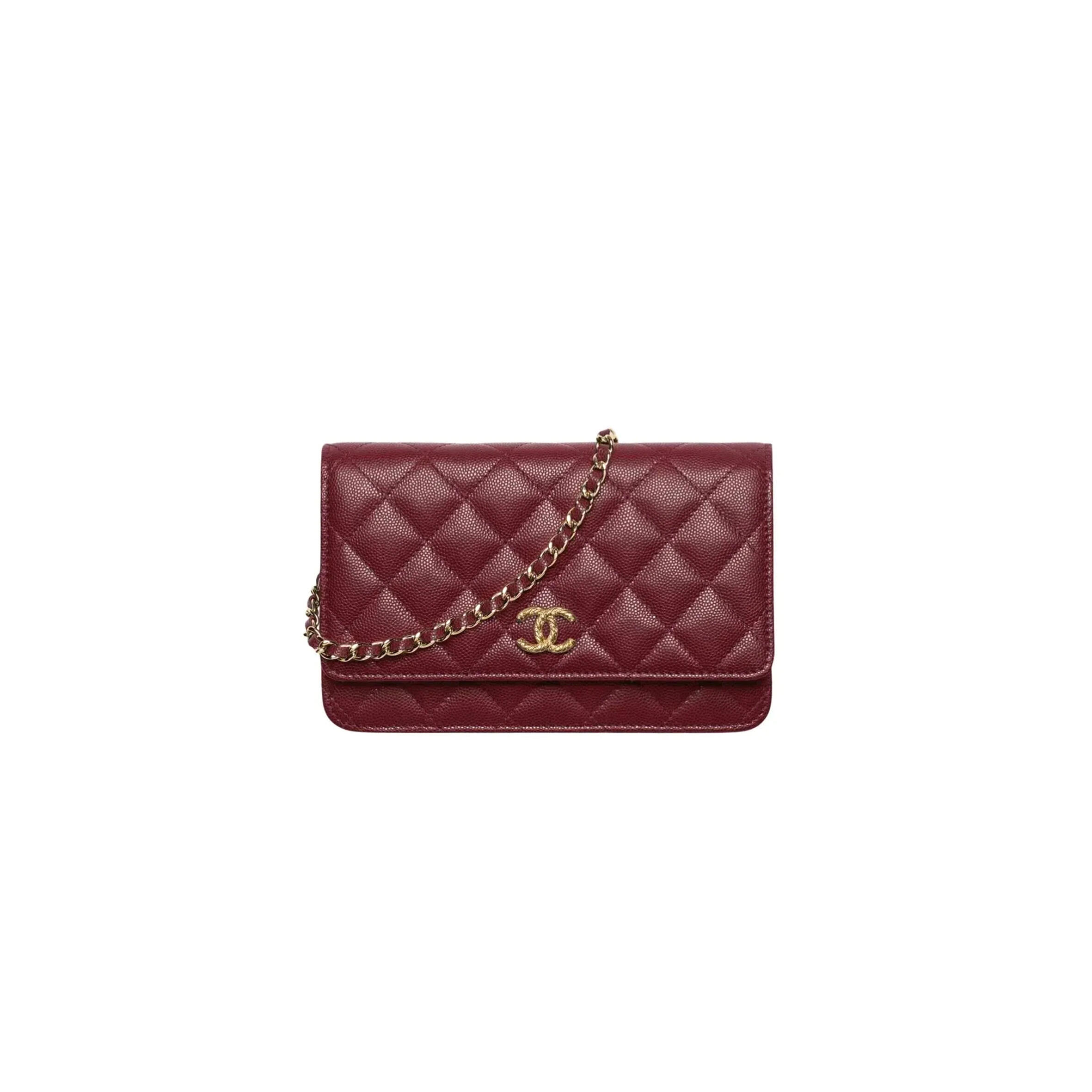 CHANEL WALLET ON CHAIN IN SHINY GRAINED CALFSKIN STRASS AND GOLD TONE METAL (19*12*3cm) 